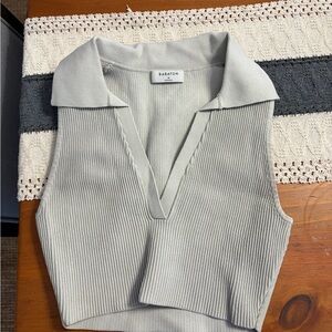 Aritzia Babaton Gray Ribbed Top